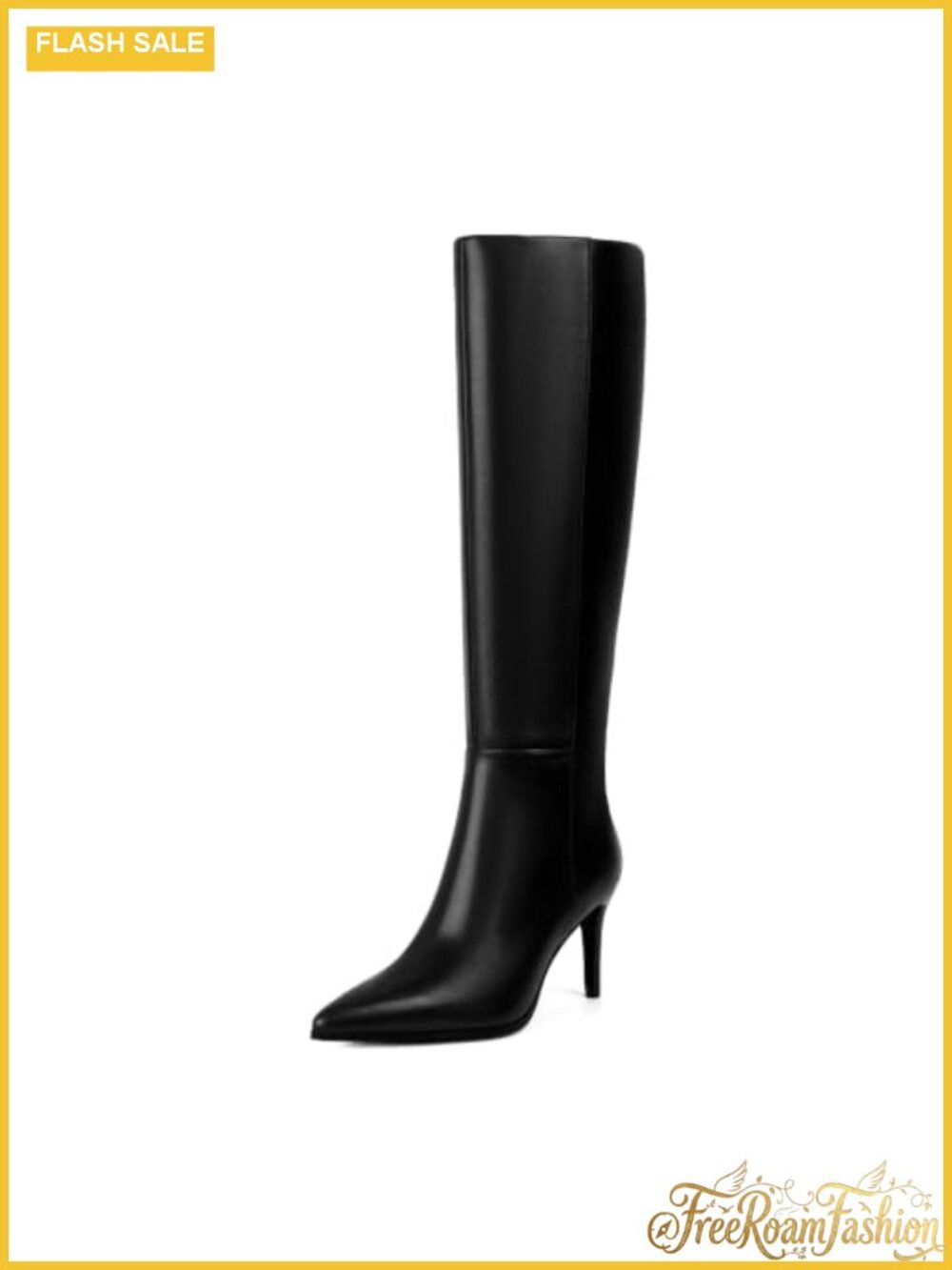 Women's Knee High Boots Pointed Toe Stiletto Heel Faux Leather Tall Dress Boots